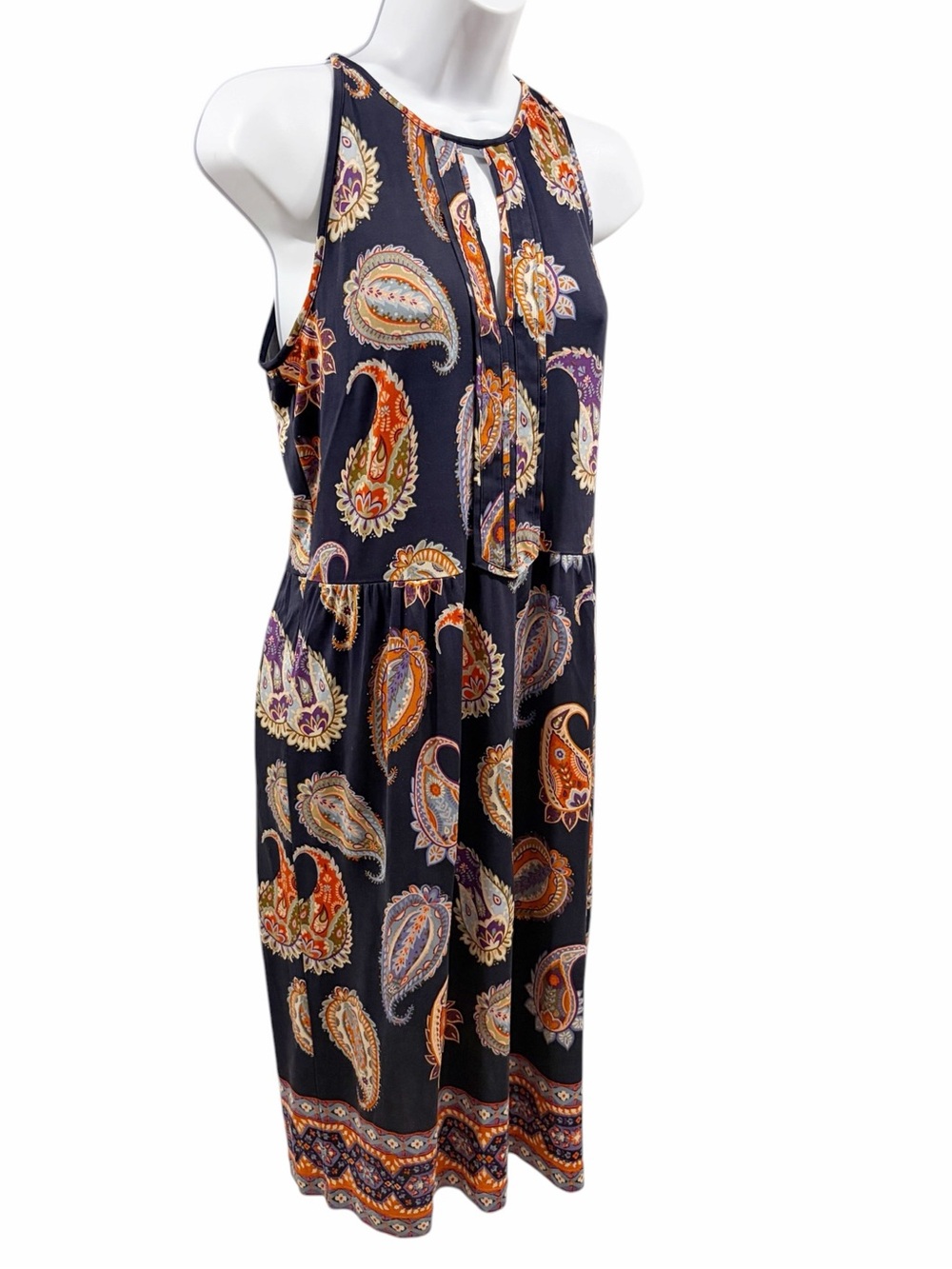 Tory Burch Libby Silk Jersey Paisley Midi Dress size Small